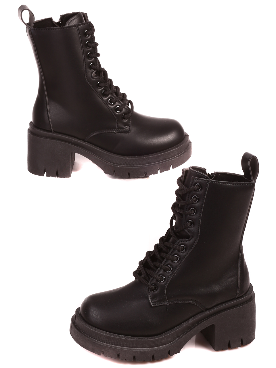 Ежедневни дамски боти на дебел ток в черно 2U-22597 black