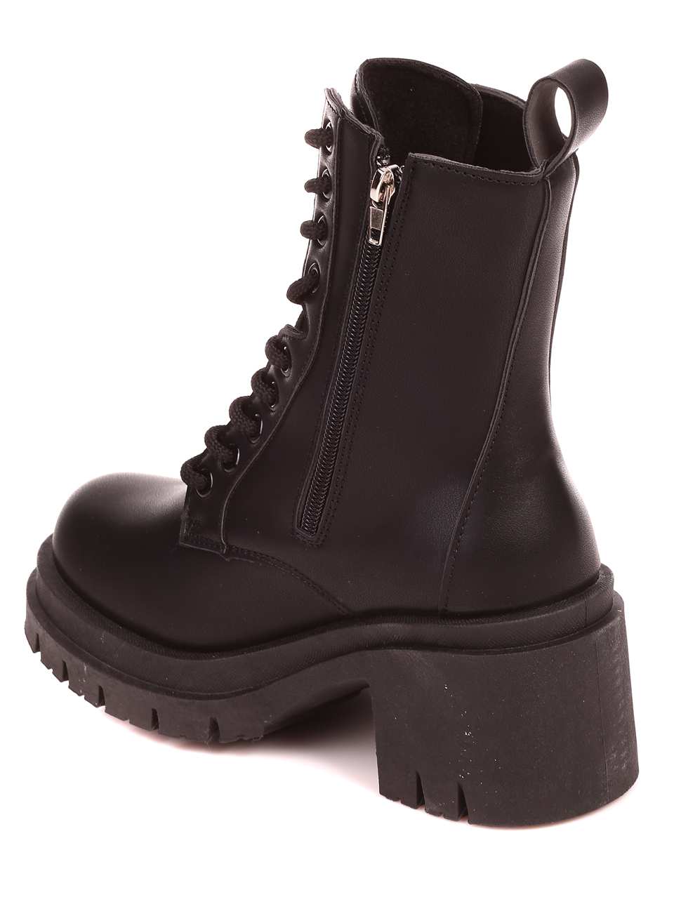 Ежедневни дамски боти на дебел ток в черно 2U-22597 black