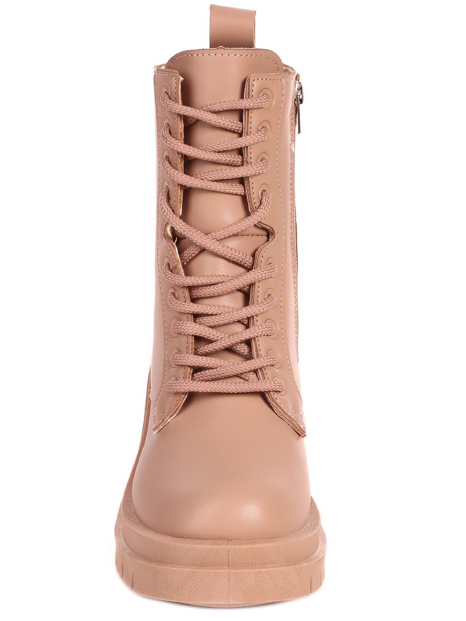 Ежедневни дамски боти на дебел ток в бежово 2U-22597 beige