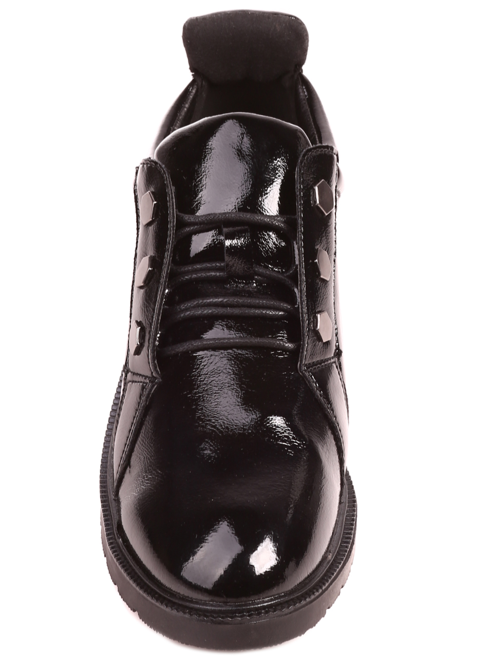 Ежедневни дамски лачени обувки в черно 3R-22526 black patent