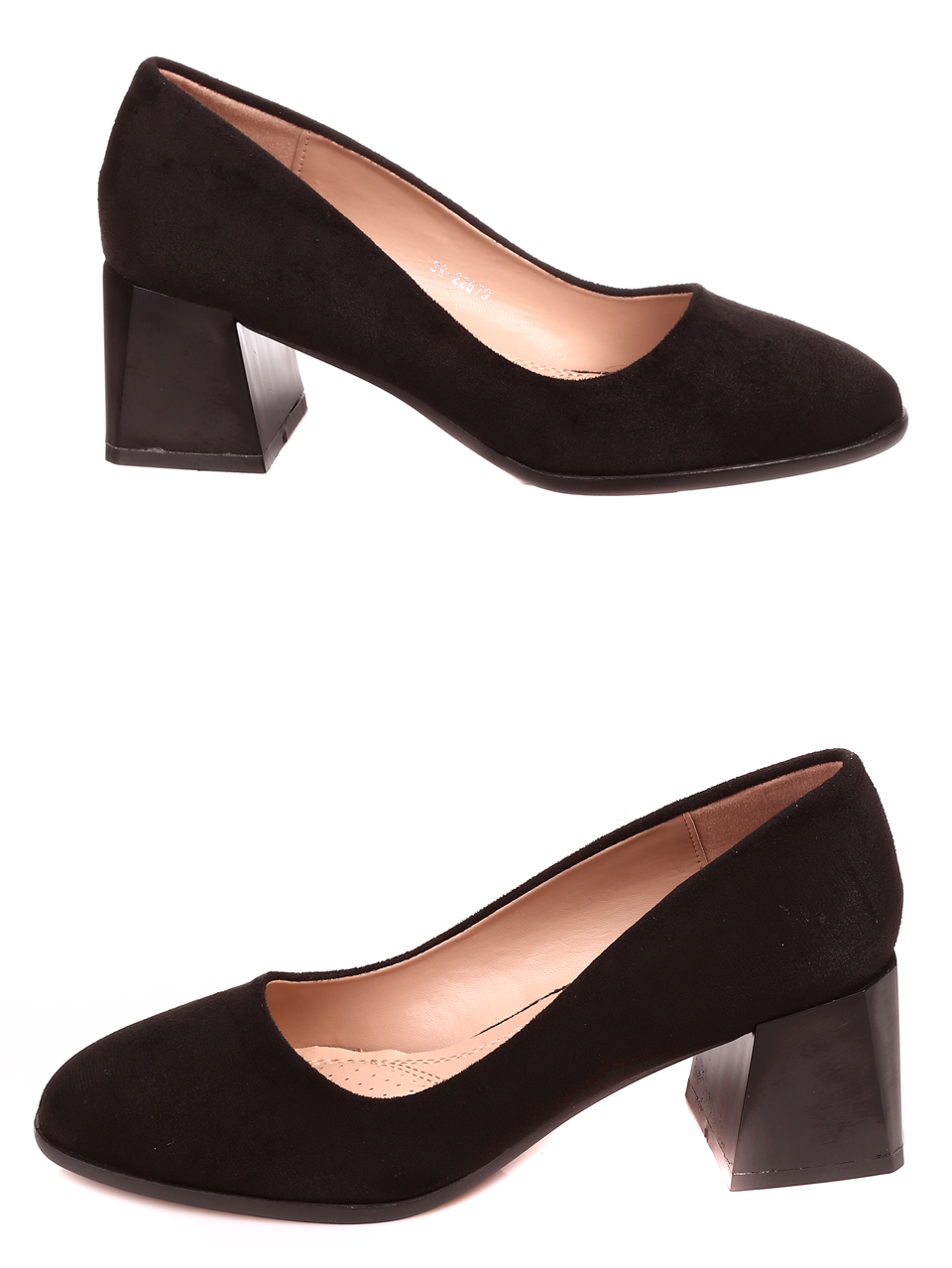 Елегантни дамски обувки на ток в черно 3R-22679 black