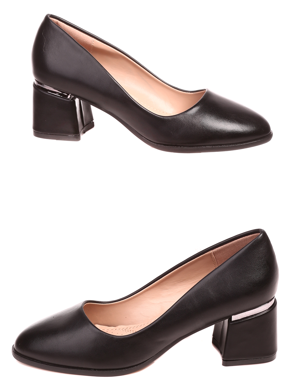 Елегантни дамски обувки на ток в черно 3R-22680 black