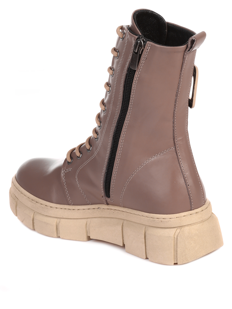Ежедневни дамски боти от естествена кожа в бежово 2AT-22759 beige