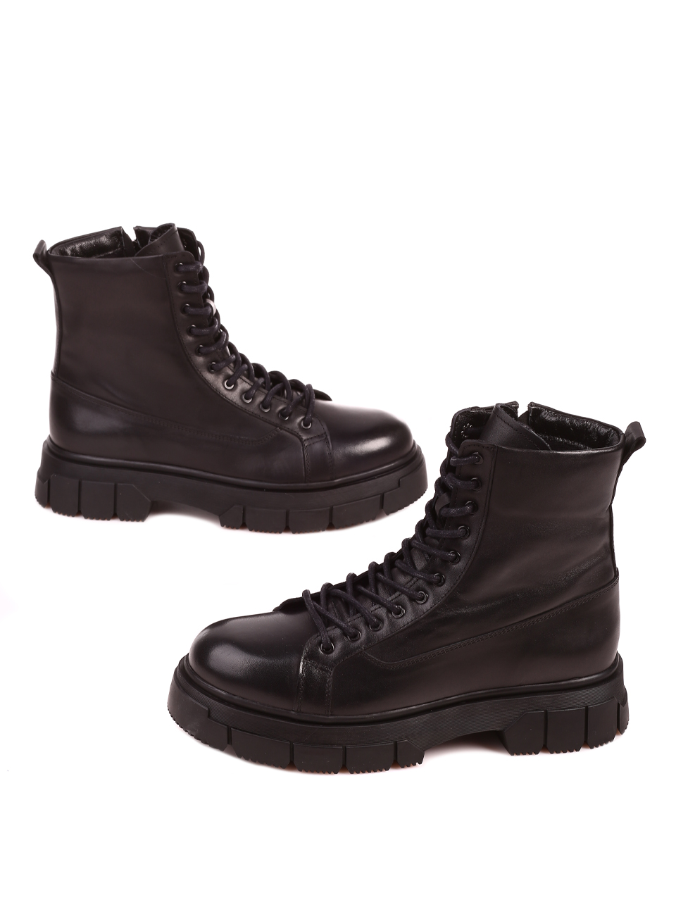 Ежедневни мъжки боти от естествена кожа 6AT-22701 black