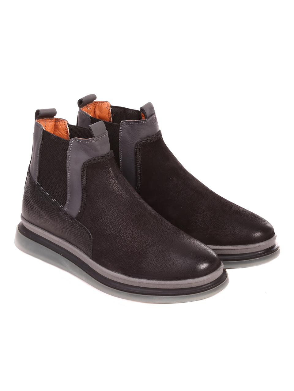 Ежедневни мъжки боти от естествена кожа 6AT-22706 black