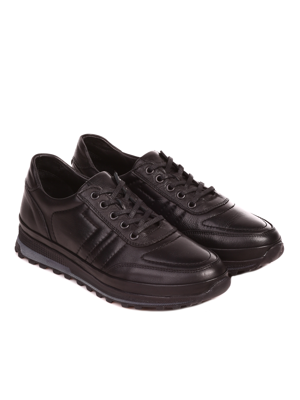 Ежедневни мъжки обувки от естествена кожа 7AT-22755 black