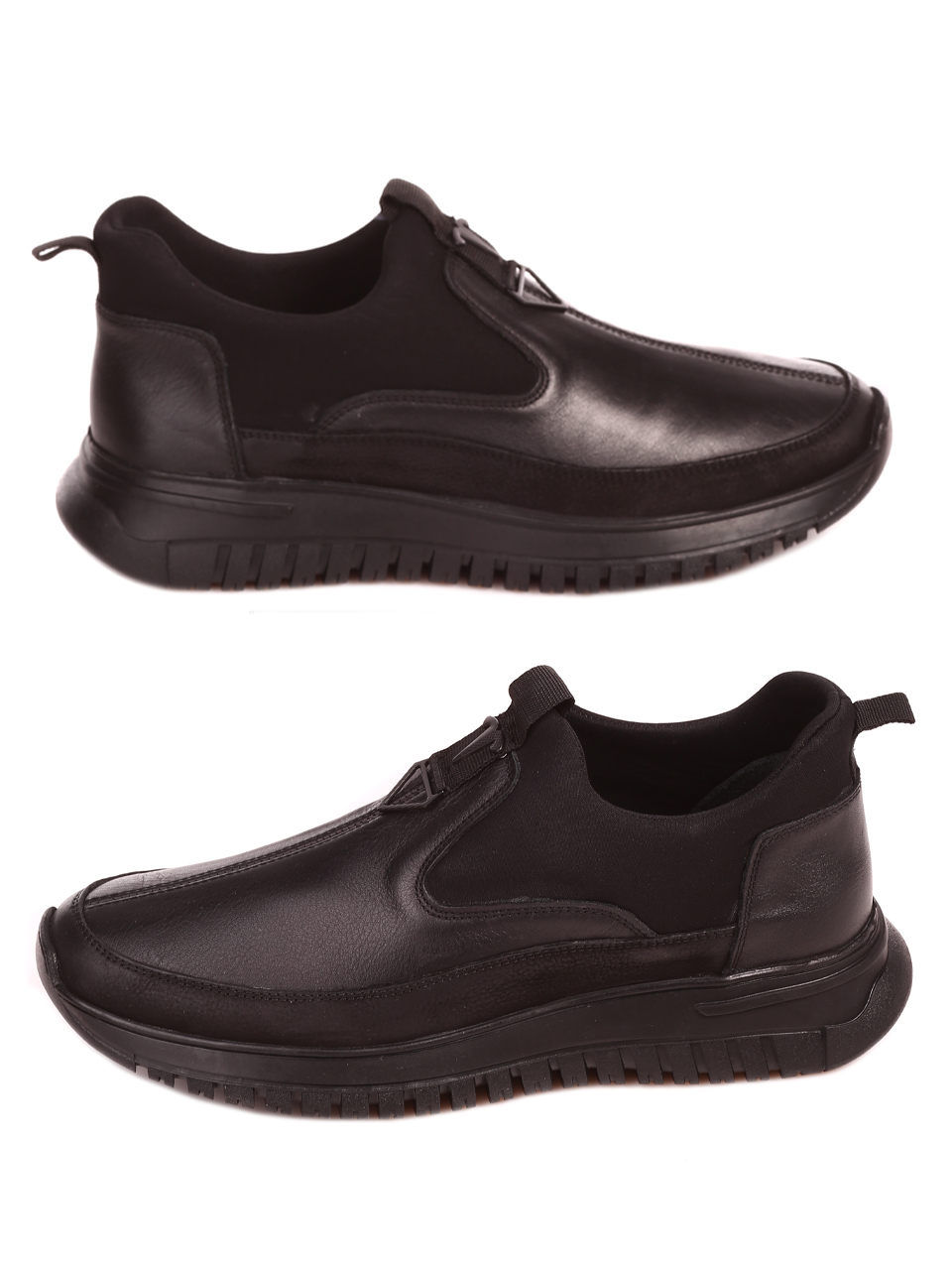 Ежедневни мъжки обувки от естествена кожа 7AT-22688 black
