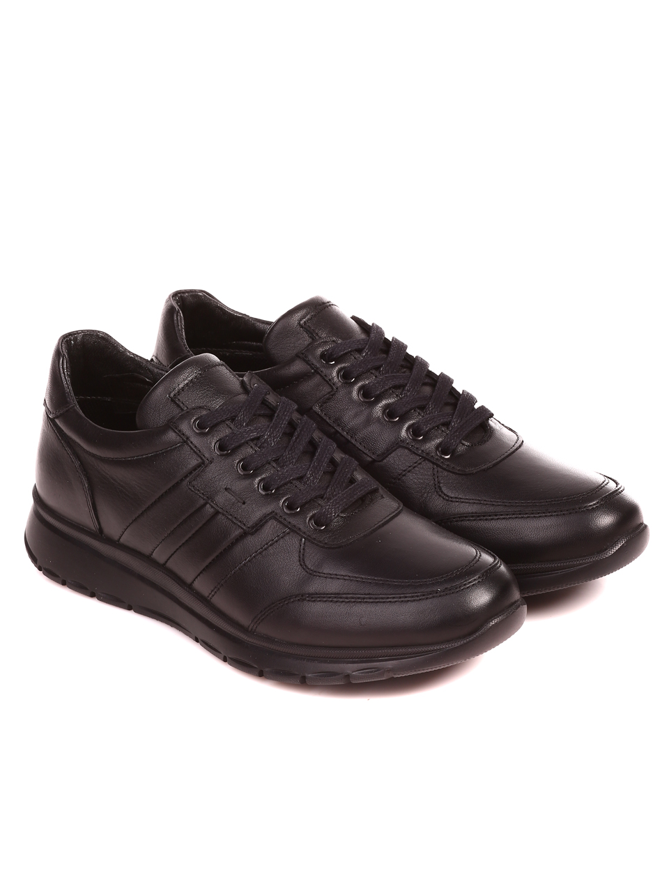 Ежедневни мъжки обувки от естествена кожа 7AT-22703 black