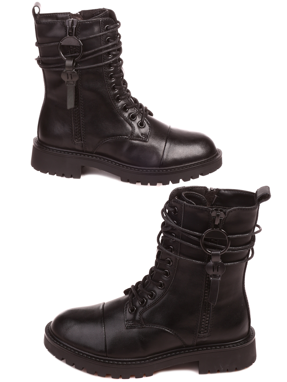 Ежедневни дамски боти от естествена кожа C355-010 black