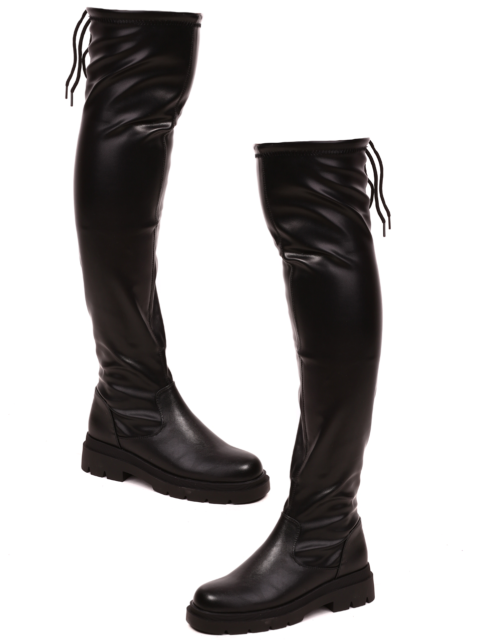 Ежедневни дамски ботуши в черно 1R-22516 black pu