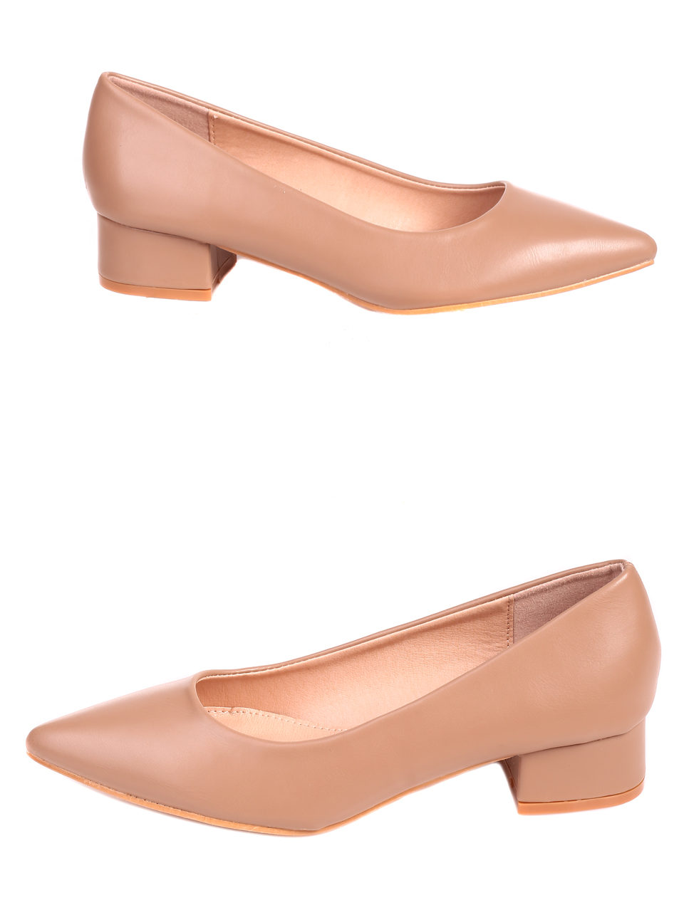 Елегантни дамски обувки на ток в бежово 3M-22574 beige