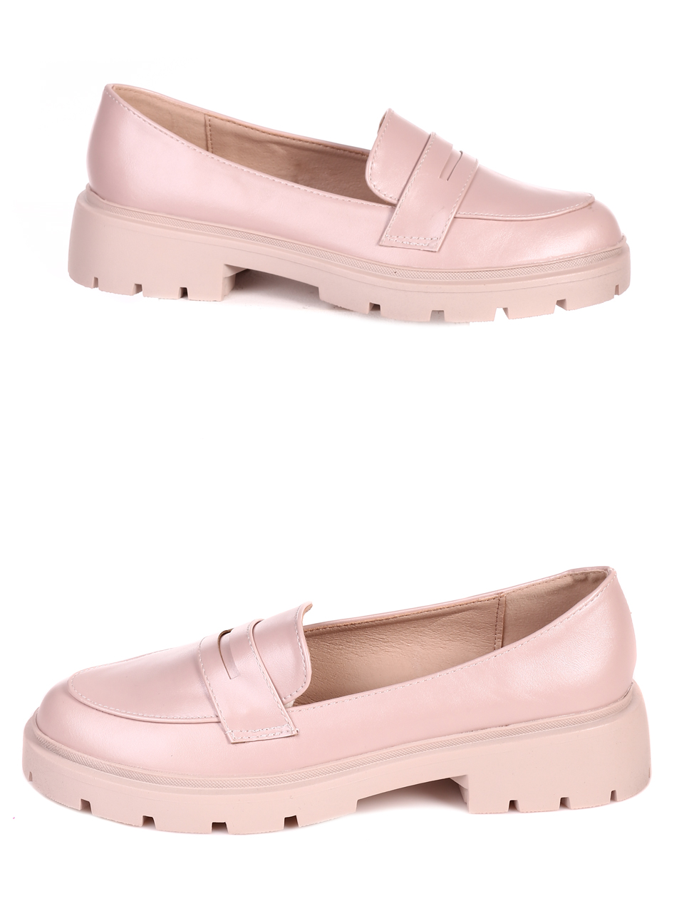 Дамски мокасини в розово 3M-22633 beige/pink