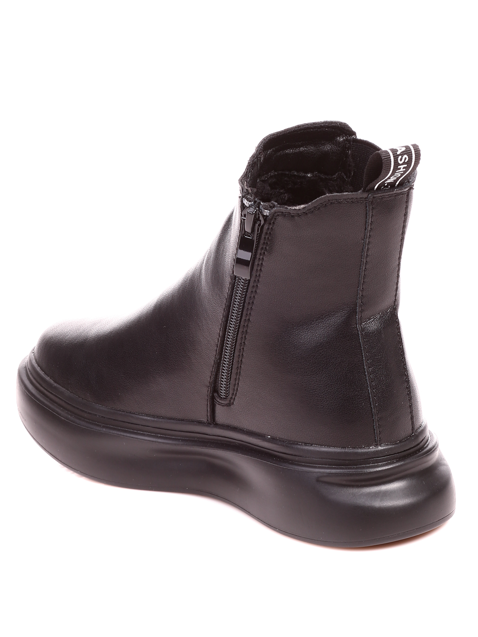 Ежедневни дамски равни боти от естествена кожа в черно A17F52A black