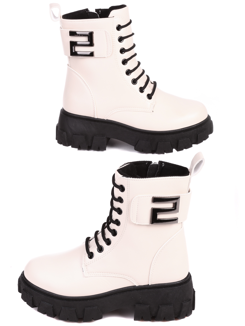 Ежедневни дамски боти в бежово 2U-22529 beige