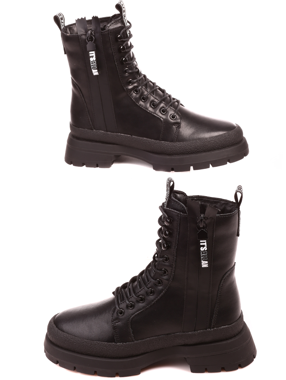 Ежедневни дамски боти от естествена кожа в черно 2571AM black