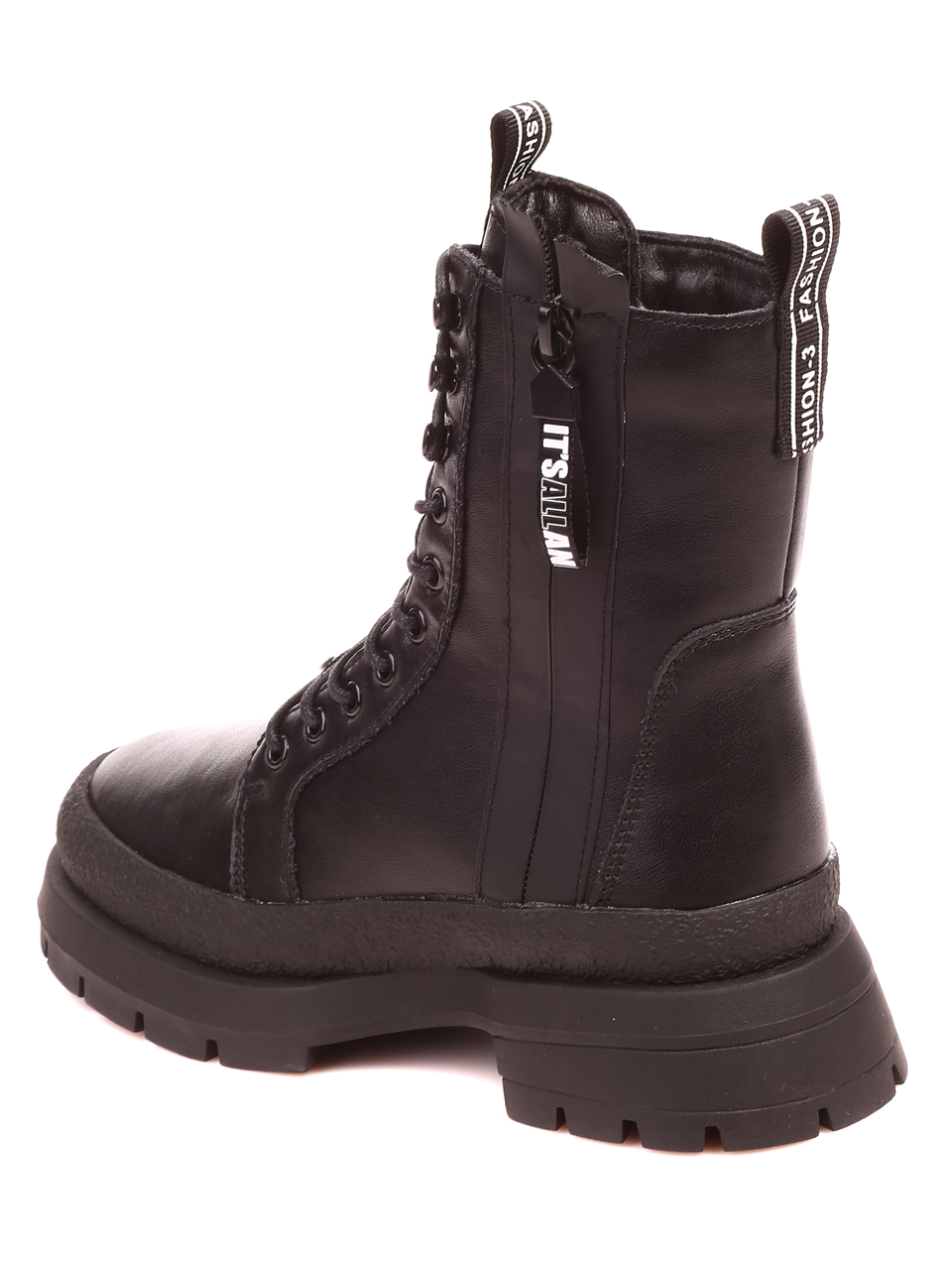 Ежедневни дамски боти от естествена кожа в черно 2571AM black