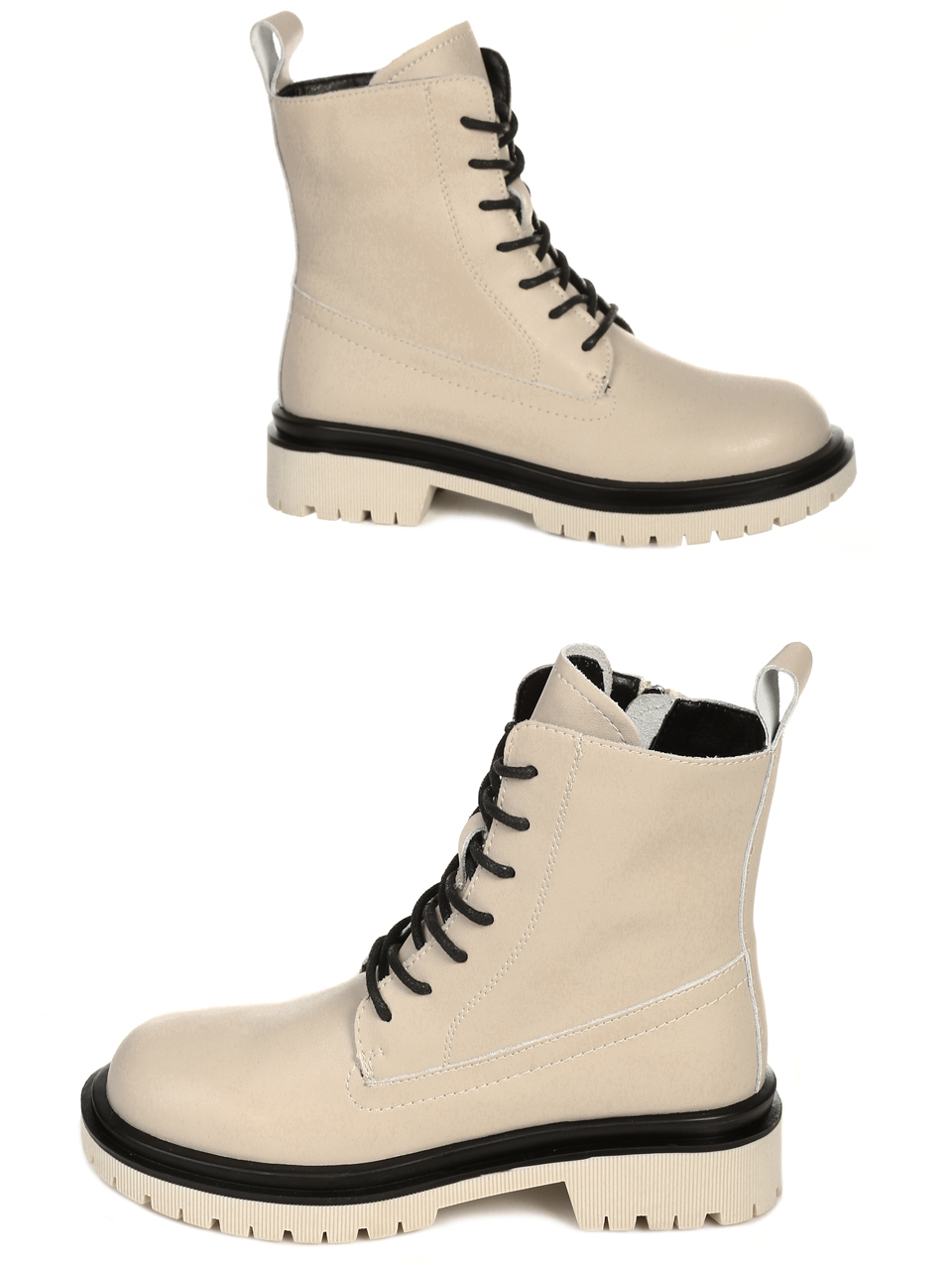 Ежедневни дамски боти от естествена кожа в бежово 2P-22588 beige