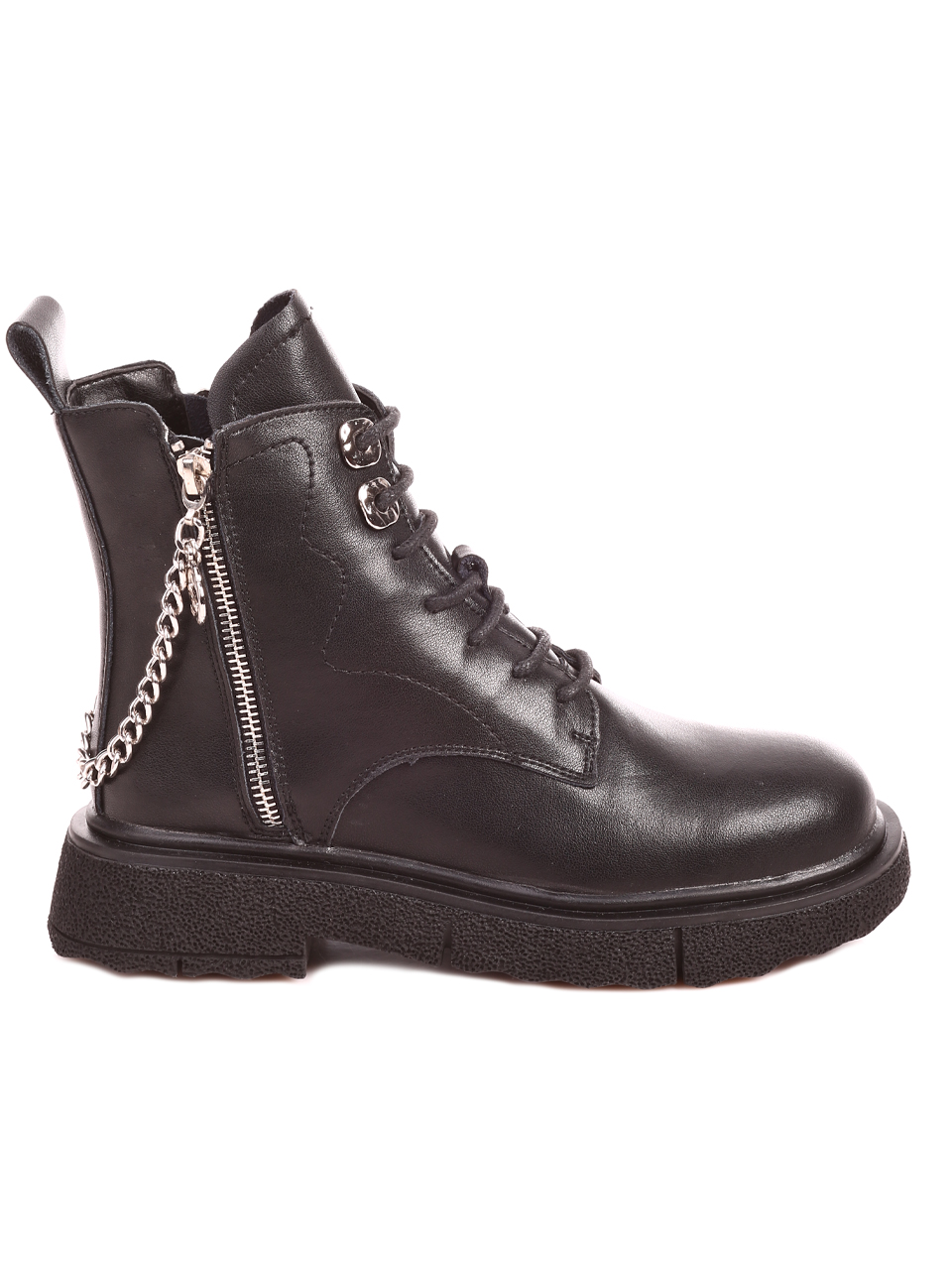 Ежедневни дамски боти от естествена кожа в черно 2P-22589 black