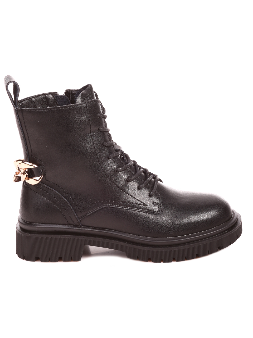 Ежедневни дамски боти от естествена кожа в черно 2P-22590 black