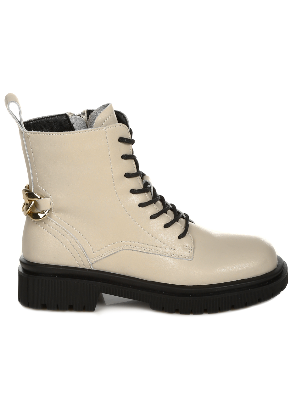Ежедневни дамски боти от естествена кожа в бежово 2P-22590 beige