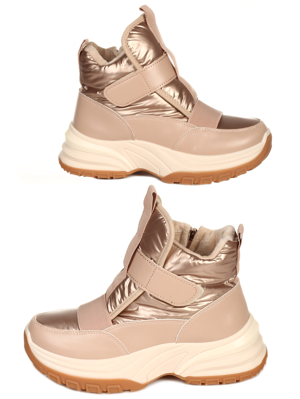 Ежедневни дамски комфортни боти в бежово 2U-22708 beige