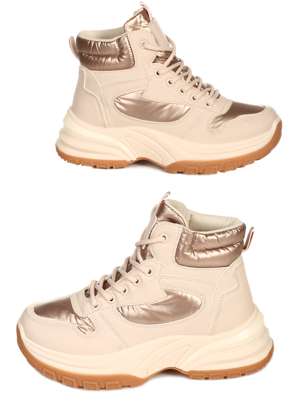 Ежедневни дамски топли боти в бежово 2U-22709 beige