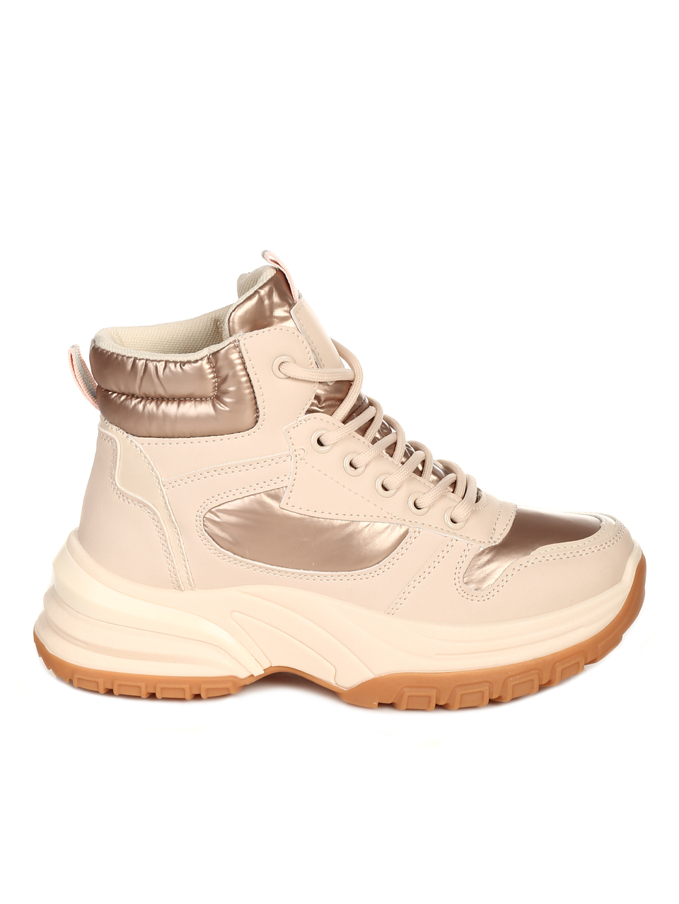 Ежедневни дамски топли боти в бежово 2U-22709 beige