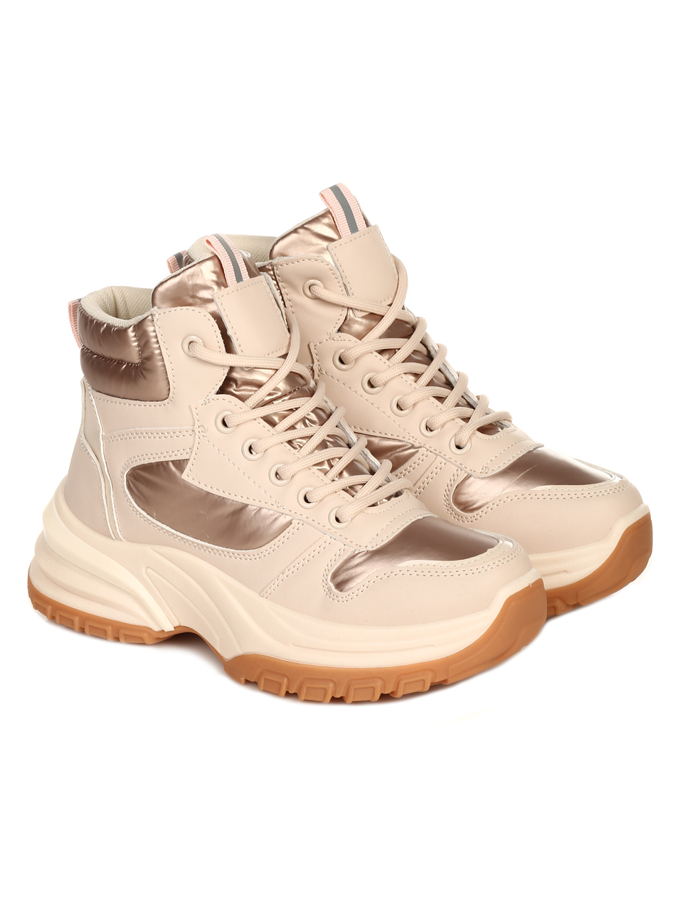 Ежедневни дамски топли боти в бежово 2U-22709 beige