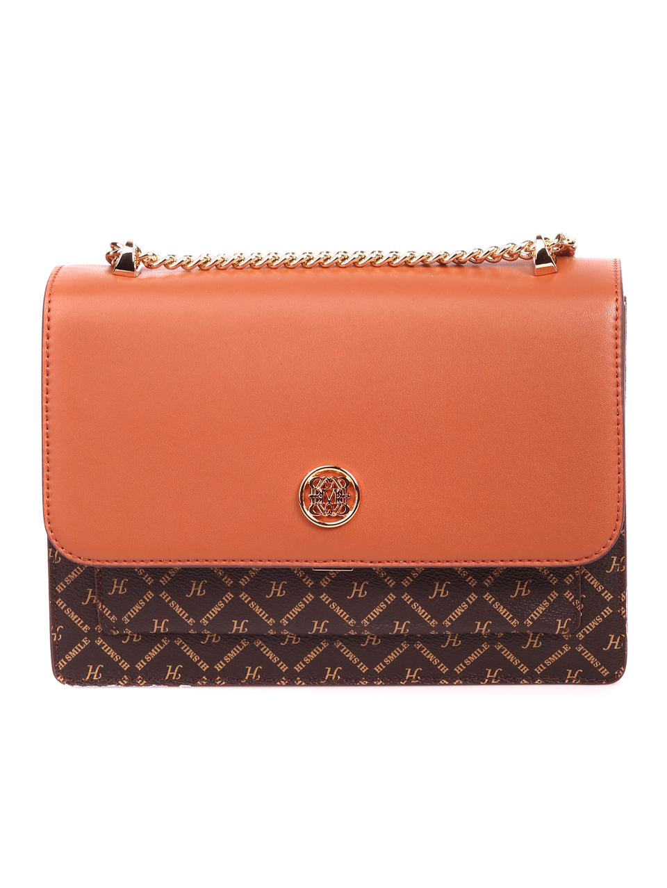 Елегантна малка дамска чанта от естествена кожа P20422 brown/camel