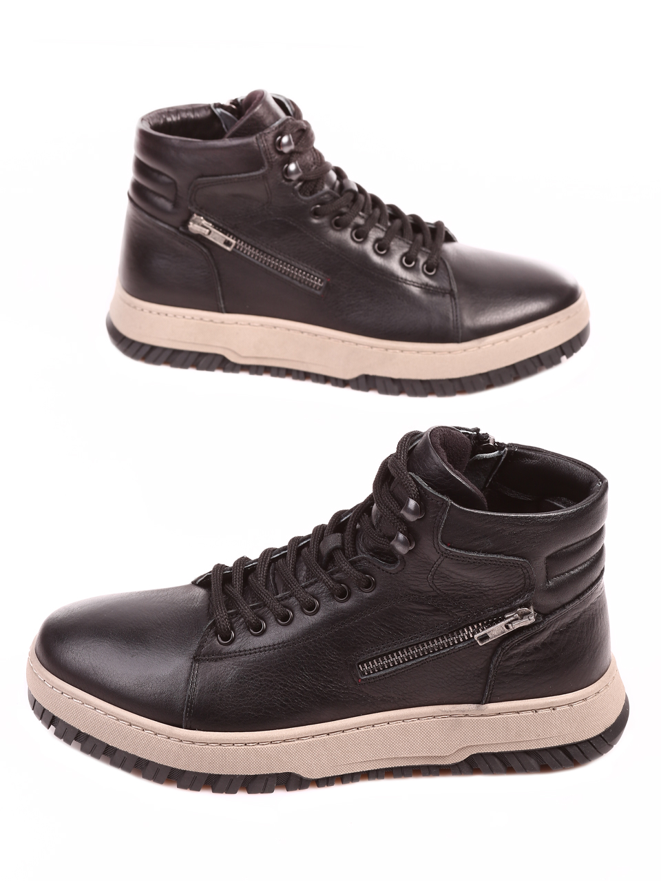 Ежедневни мъжки боти от естествена кожа 6AT-22765 black