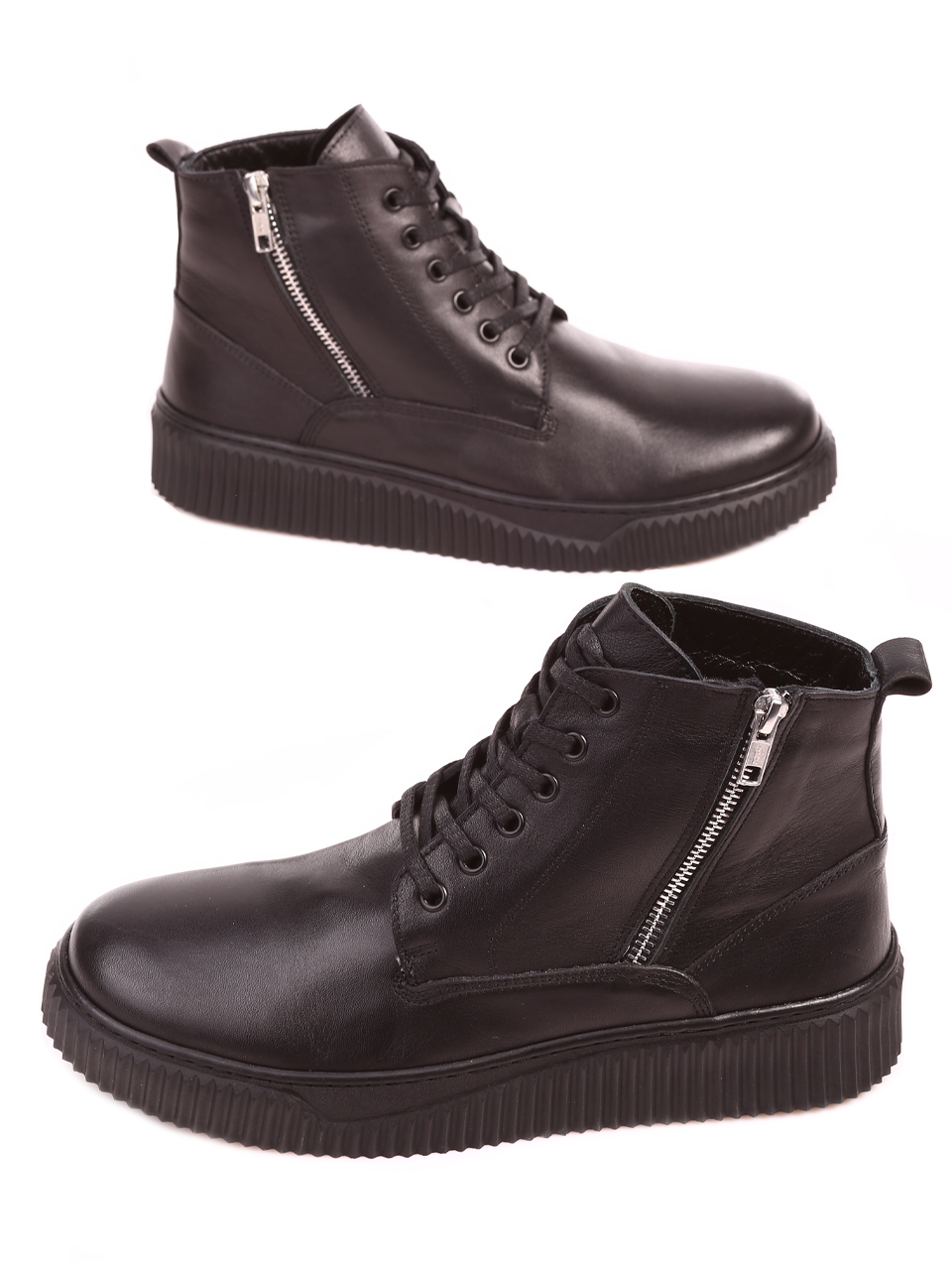 Ежедневни мъжки боти от естествена кожа 6AT-22769 black