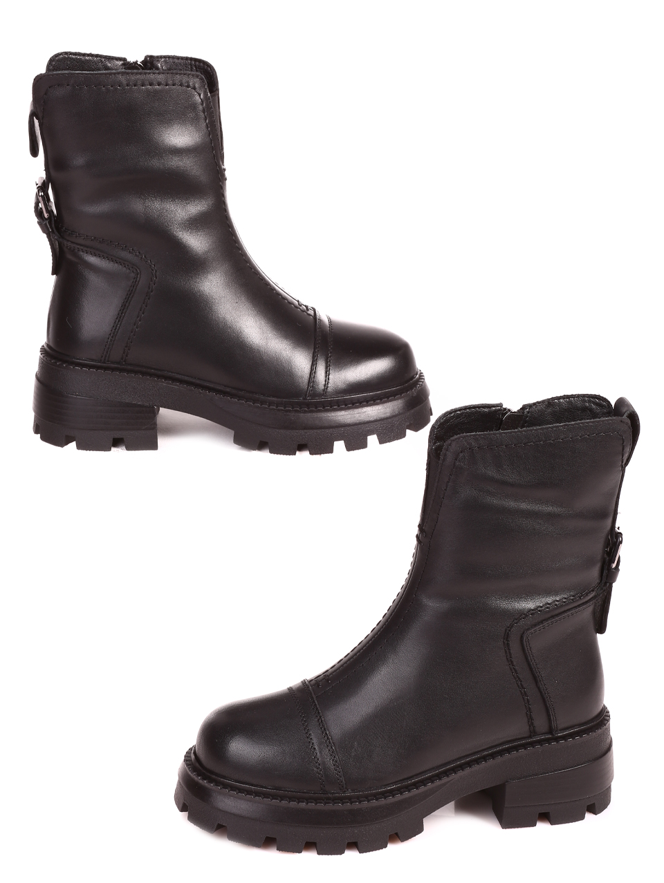 Ежедневни дамски класически боти от естествена кожа в черно 3088M-Q917-1 black