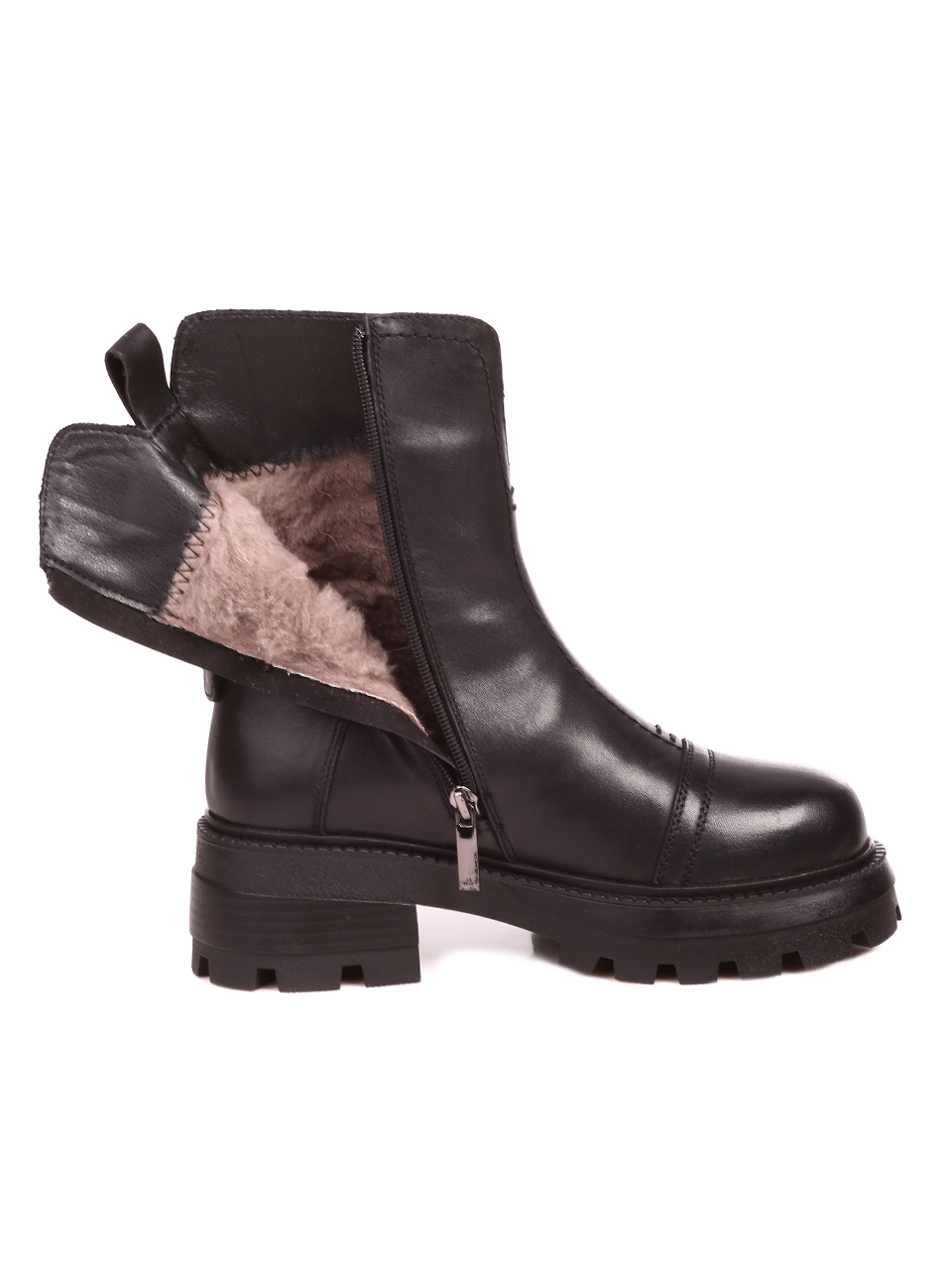 Ежедневни дамски класически боти от естествена кожа в черно 3088M-Q917-1 black