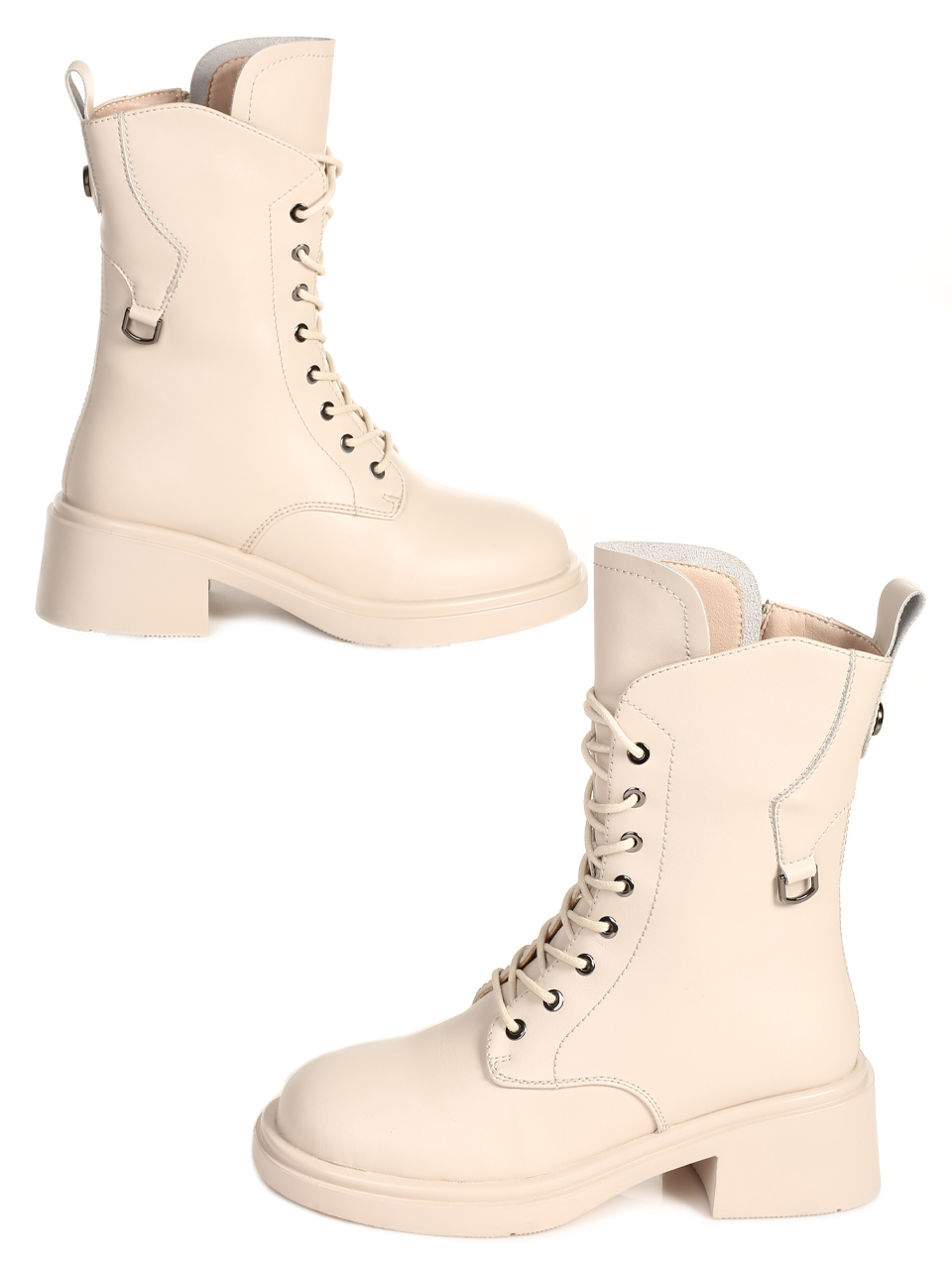 Ежедневни дамски боти от естествена кожа в бежово 1265-N215-4 beige