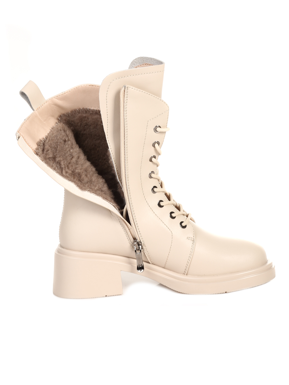 Ежедневни дамски боти от естествена кожа в бежово 1265-N215-4 beige
