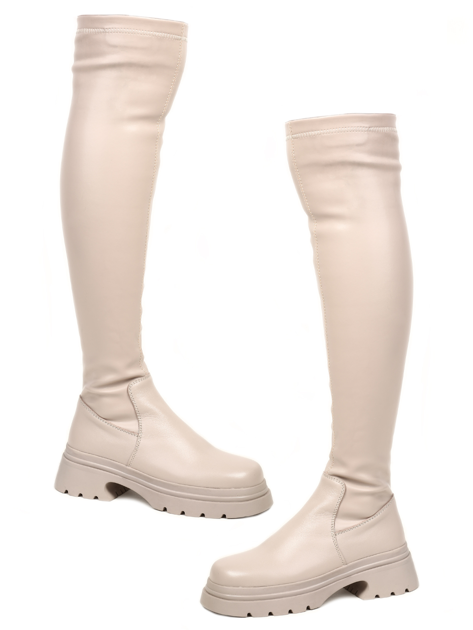 Ежедневни дамски ботуши от естествена кожа в сиво 3133TBM-Q717-VV-N3 blk/taupe