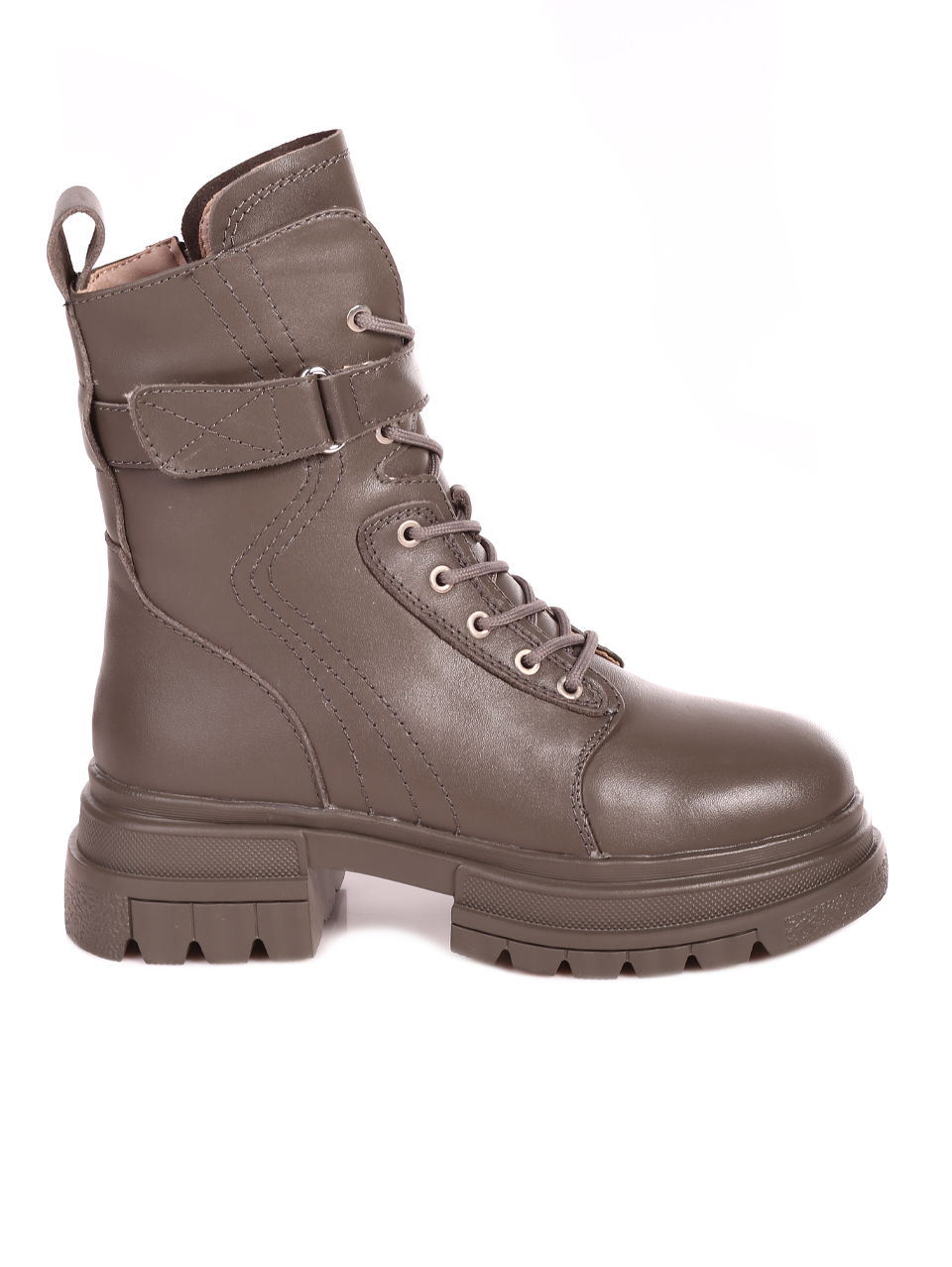 Ежедневни дамски боти от естествена кожа в сиво 3160M-N268-4 green/grey