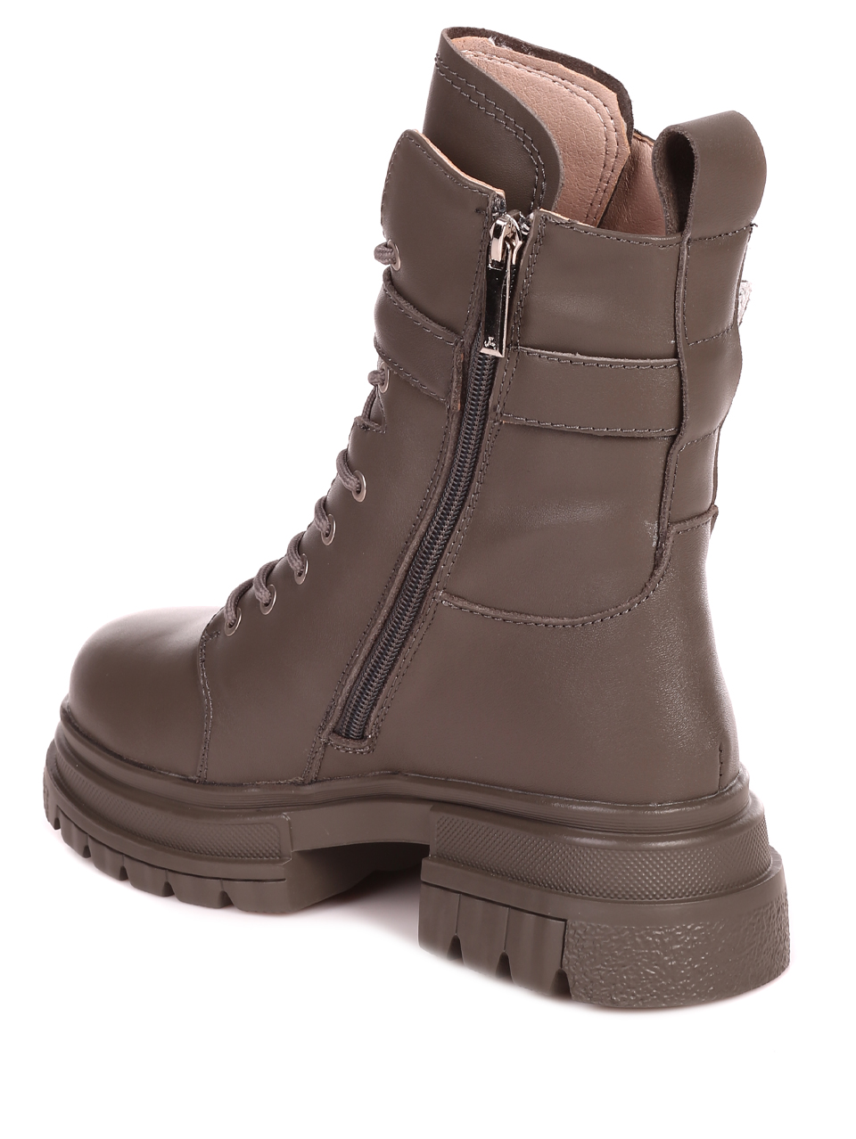 Ежедневни дамски боти от естествена кожа в сиво 3160M-N268-4 green/grey