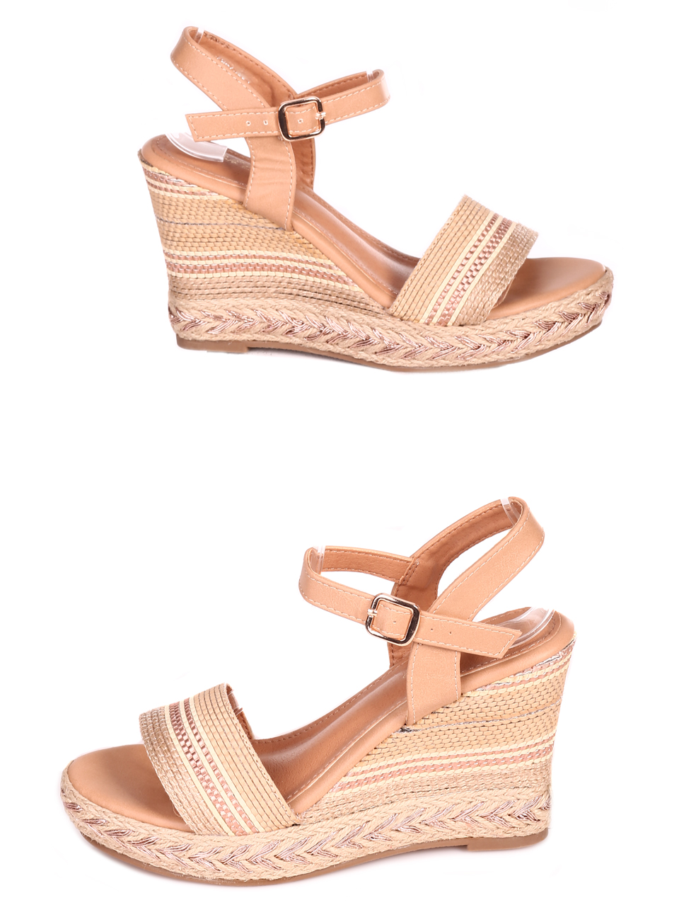 Ежедневни дамски сандали на платформа 4H-23094 beige