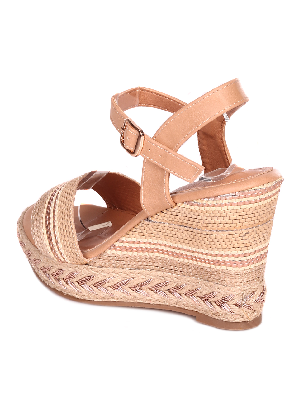 Ежедневни дамски сандали на платформа 4H-23094 beige