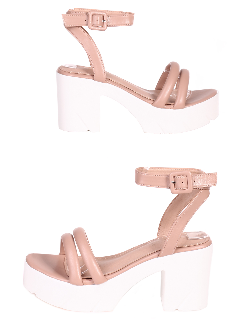 Ежедневни дамски сандали на ток 4H-23098 beige