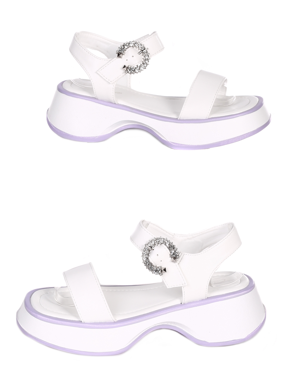 Ежедневни дамски сандали в бяло 4H-23106 white/purple