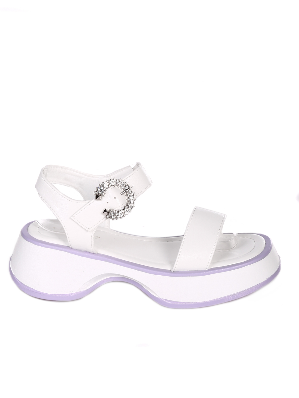 Ежедневни дамски сандали в бяло 4H-23106 white/purple