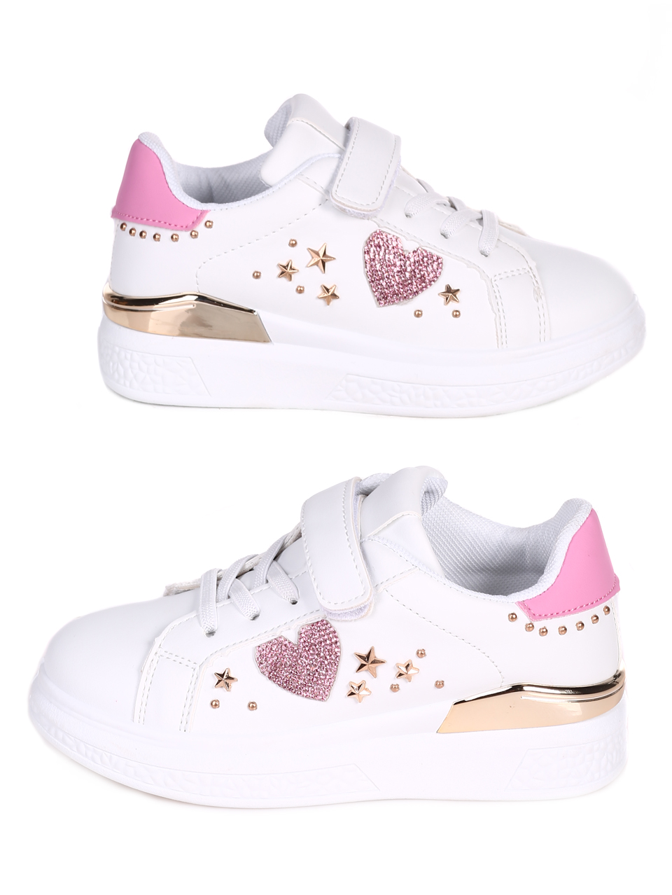 Комфортни детски обувки в бяло и розово 18U-23050 white/pink
