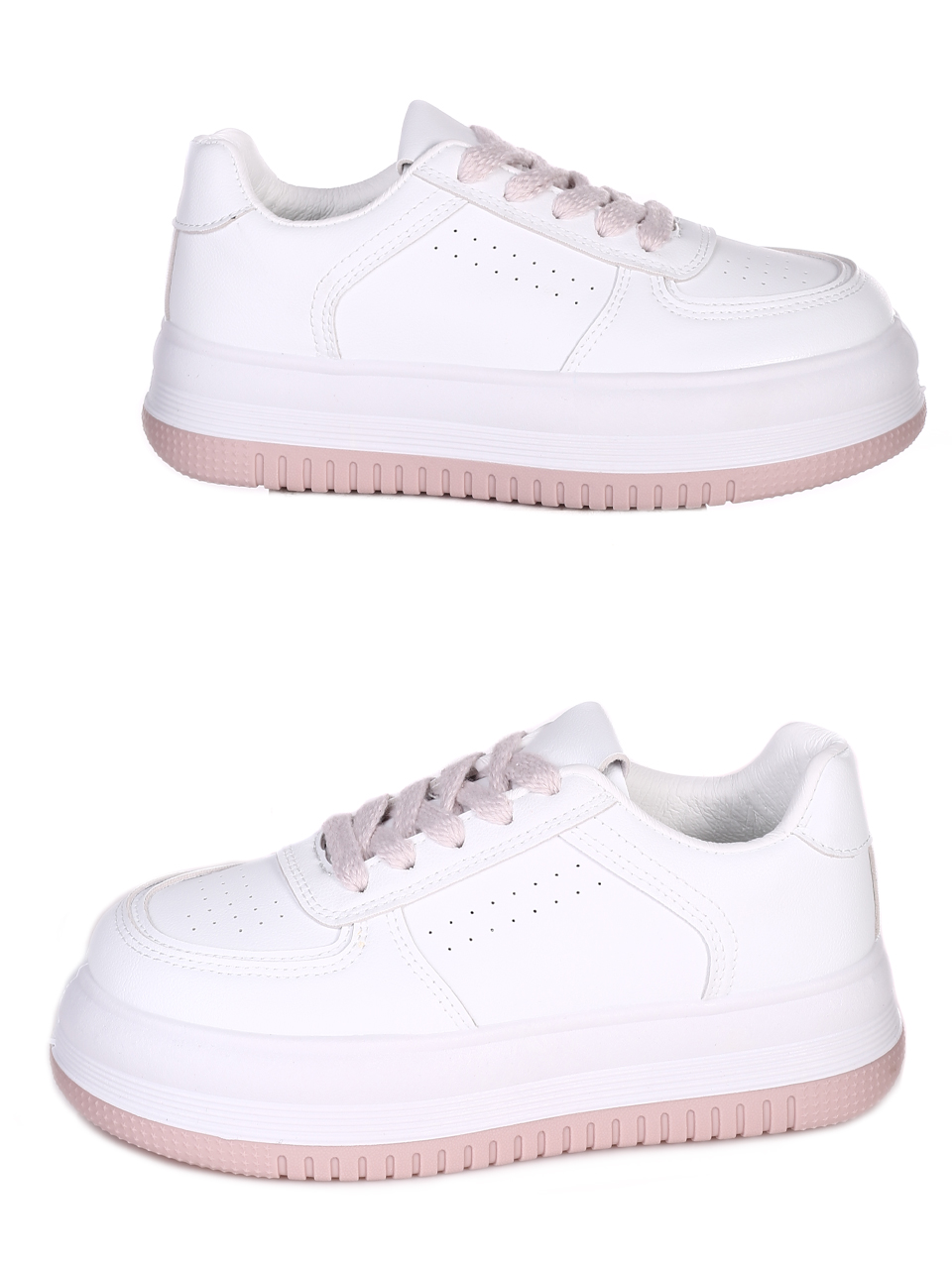 Дамски кецове в бяло 3U-23060 white/pink