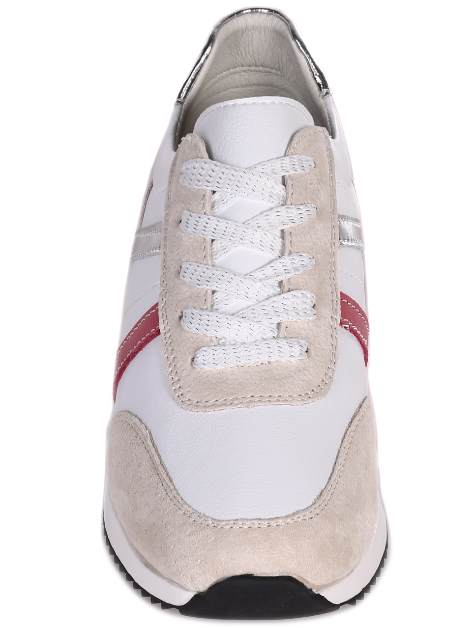 Ежедневни дамски обувки от естествена кожа и велур 3AF-23174 beige/white