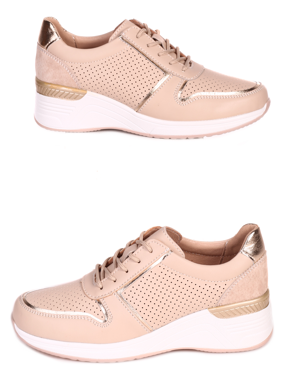 Ежедневни дамски обувки от велур и естествена кожа 3AF-23194 beige