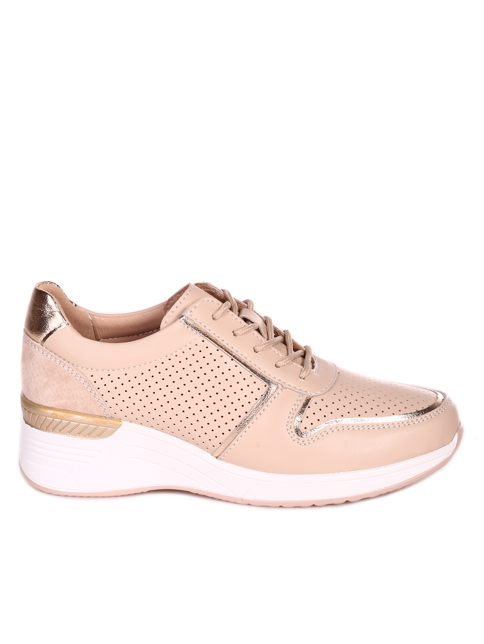 Ежедневни дамски обувки от велур и естествена кожа 3AF-23194 beige