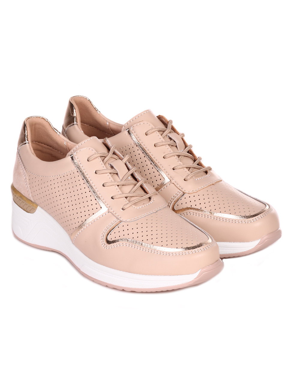 Ежедневни дамски обувки от велур и естествена кожа 3AF-23194 beige