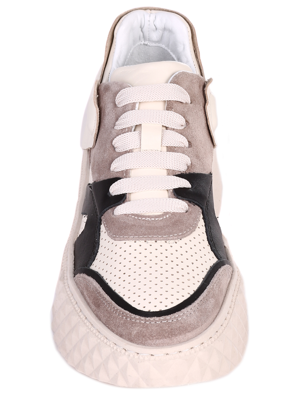 Ежедневни дамски обувки от естествена кожа и велур 3AT-23295 beige